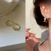 Presilhas de Orelha Redondas com Zircônia Banhadas a Ouro 14K Real Estilo Coreano Estilo Ins Brincos Simples Toque de Nicho de Alto Padrão para Mulheres