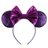 Tiara de Laço com Lantejoulas para Adultos e Crianças Grampo de Cabelo Acessório de Cabelo Desenho Animado Minnie Adereço de Cabeça para Festa Styling Feito à Mão