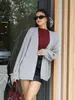 Cardigan de Punto de Color Sólido Estilo Moda Europea y Americana Otoño e Invierno 2025 Nuevo Suéter Simple Holgado Abrigo para Mujer Tendencia