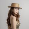 Sombrero de Paja de Ala Plana de Hoja de Palma Natural Tejido a Mano de Moda Casual Europea y Americana para Primavera y Verano Sombrero de Paja para Sol de Playa para Exterior