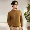 Suéter de Cashmere 100% Pura Caxemira de Cabra Outono/Inverno Novo Masculino Casual Cor Sólida Gola Alta Meia Pulôver Suéter Quente de Tricô