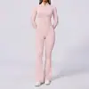 Mono deportivo europeo y americano transfronterizo de media cremallera ajustado, manga larga, alta elasticidad, tacto piel, equipo profesional de entrenamiento para Pilates y yoga