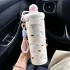 Gran Venta Taza de Agua de Acero Inoxidable 316 para Mujer Alta Apariencia Termo con Bola Flotante Taza con Cordón para Estudiante Taza con Popote Taza de Gran Capacidad