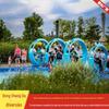 Fonte de bicicleta competitiva ao ar livre, rede vermelha, parque interativo, pedal de equitação, fonte, sem energia, caracol luminoso, bicicleta