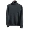 Camiseta Interior de Cachemir Tejido de Punto de Cuello Alto para Hombre, Suéter Cálido Interior de Color Puro Holgado, Jersey de Color Puro, Manga Larga Casual