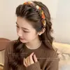 Faixa de Cabelo Color Block Tecido Retrô Outono Inverno para Mulheres 2026 Novo Estilo Faixa de Dente High-Top para Uso Diário Acessório de Cabelo