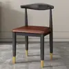 Silla para Uso Doméstico, Silla de Comedor Nórdica, Silla de Escritorio Moderna Simple, Taburete de Maquillaje de Lujo Ligero con Respaldo, Silla de Hierro Forjado con Cuernos para Dormitorio