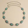 Cadena de Cintura Metálica Tallada Moda Retro para Mujer Estilo Bohemio Accesorios de Cinturón Turquesa Accesorios para Cintura de Falda Jeans