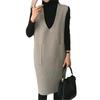 Chaleco de Lana de 7 Colores para Mujer 2025 Invierno Nuevo Largo Medio Color Puro Suelto Vestido de Fondo Falda Chaleco para Mujer