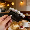 Peine Exquisito Coreano de Perla Grande con Bordes Brillantes, Pasador para Flequillo, Pinza para el Cabello para Recogidos, Venta al por Mayor para Mujeres