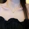 Collar con colgante de letra de circón electrochapado en oro auténtico, cadena pequeña y sencilla para clavícula, collar de lujo ligero y con personalidad a la moda, venta al por mayor para mujer