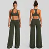 Conjunto de roupas transfronteiriço slim fit, conjunto de top esportivo de secagem rápida com costas nadador para atividades ao ar livre, conjunto de calça comprida esportiva para corrida e fitness