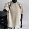 Chegada de Verão 2025 Moda Masculina Marca Estilo Americano Design Solto Senso de Estilo Cinza Adolescente Gola Redonda Manga Curta Roupas da Moda