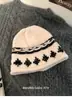 Gorro de Punto Jacquard con Borde Enrollado para Mujer, Otoño e Invierno, Cálido y Engrosado, Resistente al Frío, Protección para las Orejas, Versátil, Adelgazante, Gorro de Lana Pequeño