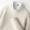 Nuevo suéter de lana para hombre de otoño e invierno, cuello redondo, engrosado, jacquard texturizado, corte holgado, color liso, tejido de punto casual de negocios para hombre
