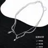 Collar con colgante de diamante de doble capa, cadena de titanio para clavícula larga versátil simple de cuentas hip-hop para hombres y mujeres parejas