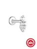 Plata de Ley S925 Exquisito Zircón Diamante Fondo Plano Clavo para Oreja de Perforación en Espiral Joyería Geométrica para Oreja Platino de Venta Caliente Europea y Americana
