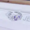 Anillo Abierto Morado Romántico Súper Hada Circonita Lujo Accesible Mariposa Cola de Pez Diseño de Nicho Exquisito de Gama Alta para Mujeres