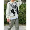 Design Novo Outono e Inverno Padrão Estampado com Logo Oito Dados Pretos e Espiral Redonda Gola Redonda Suéter de Malha