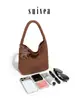Bolso Nuevo de Ante Tejido a Mano para Commuter, Bolso de Hombro Versátil Retro, Bolso Cubo de Gran Capacidad, Bolso Tote
