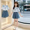Shorts de Mezclilla de Verano para Niñas Moda Estudiantil Estilo Coreano Pantalones Capris Nuevas Llegadas Verano 2026 Niños Medianos y Grandes Pantalones Elegantes de Pierna Ancha
