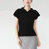 Camiseta de Manga Corta Plegada a Mano para Mujer Miyake Diseño de Nicho Verano Nuevo Cuello Semiabierto Top de Plisado de Alta Gama