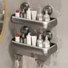 Prateleira de Armazenamento para Banheiro com Ventosa Sem Furos Prateleira de Armazenamento para Vaso Sanitário Montada na Parede para Pia de Banheiro