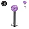 Pendientes para Labio de Uña de Bola Full Diamond Recubierta Shambhala de Titanio G23 Diente Interno 0.9 Rosca Interna F136 Aleación de Titanio Joyería para Piercing
