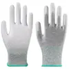 Guantes de trabajo antiestáticos de fibra de carbono con palma recubierta de PU, guantes de trabajo de nailon pegado, resistentes al desgaste, antideslizantes, protección fina de goma