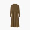 Comercio Exterior Transfronterizo 25 Otoño e Invierno Tejido de Punto Jersey Vestido Falda Larga Falda Base Cuello Semialto Cintura Alta Línea A