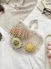 58156 Bolso de Hombro de Malla Tejida para Frutas Bolsa de Red para Compras Bolsa Tejida Hueca Portátil Bolsa de Playa para Jugar