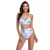 2021 sexy traje de baño europeo y americano de dos piezas teñido anudado ropa de baño comercio exterior sexy tirantes altos bikini conjunto Venta al por mayor