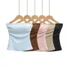 7690-26 Estilo Verano Antideslizante Plisado Tubo Top Sexy Fruncido Ajustado Ropa Interior Hombros Descubiertos Sin Tirantes Camiseta sin Mangas