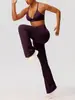 Pantalones de yoga acampanados estilo europeo y americano, secado rápido, cepillado de doble cara, cintura alta, realce de glúteos invisible, pantalones deportivos de fitness ligeramente anchos 52338