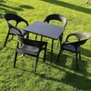 Conjunto de mesa de chá e cadeiras de varanda de rattan sintético, cadeira de lazer externa para pátio, cadeira de jantar com encosto espessado, mesa externa