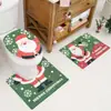 Alfombra de Piso para Baño Navideña Transfronteriza Juego de Tres Piezas Alfombra de Piso Absorbente para Baño Alfombrilla Antideslizante de Franela para Inodoro y Lavabo