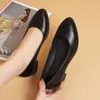 Sapatos de Couro de Salto Baixo Femininos Salto Médio Roupa de Trabalho Formal Salto Baixo Comissária de Bordo Femininos Primavera Outono Sapatos de Trabalho Pretos Sapatos Individuais Profissionais Femininos