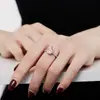 Anel de Prata Esterlina S925 com Diamante de Alto Carbono para Mulheres, Zircônia com Corte Flor de Gelo 8*12 em Forma de Pera Gota Anel Transfronteiriço