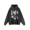 Sudadera Trendy para Hombre Estilo Callejero Retro Europeo y Americano Personalizada Estampado de Dibujos Animados Estilo Coreano Algodón Lavado Holgada con Capucha Trendy para Mujer