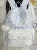 Mochila dulce con estampado estilo coreano para estudiantes de secundaria y preparatoria, con un diseño de ribete de encaje femenino, para uso transfronterizo.