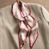 Pañuelo de Seda Pequeño Largo Estrecho Diagonal, Cinturón Retro Francés, Lazo para el Cabello, Lazo para Bolso, Pañuelo de Gasa, Pañuelo Delgado de Perlas