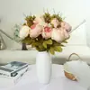 Peonía de 13 Cabezas Flor de Simulación Envuelta en Núcleo Europeo Flor de Peonía Hogar Boda Versión Mejorada Transfronteriza Rosa Occidental Flor Artificial