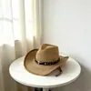 Sombrero de Paja Vaquero Occidental Personalizado de Estilo Nuevo Europeo y Americano, Sombrero Panamá Retro, Sombrero de Sol para Salidas al Aire Libre en la Playa y la Costa