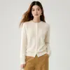 Nuevo cárdigan de cachemira para otoño e invierno, diseño de cuello redondo para mujer, con bolsillos, manga larga, suéter de punto con temperamento, elegante y versátil