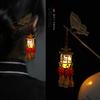Lámpara de palacio de estilo antiguo accesorios para el cabello Hanfu linterna horquilla con borla retro corte hada horquilla luminosa diaria combinable para mujer