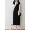 Vestido Chaleco de Lana 100% Pura para Mujer 2024 Otoño e Invierno Nuevo Cuello en V Sin Mangas Abertura Vestido Chaleco de Punto