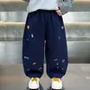 2232 Calça de Malha de Outono para Meninos 2026 Nova Moda Coreana Calça Curva da Moda para Crianças Primavera e Outono Calça Reta Casual