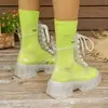 Botas Totalmente Transparentes Novas de 2025 com Solado Grosso de Cristal Cadarço Botas Curtas Moda Exportação Tamanho Grande Sapatos Tendência Transfronteiriços
