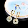 Pendientes de jade hetiano chapados en oro y plata de ley S925 para mujer, sencillos y combinables.