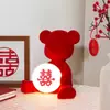 Lámpara de Mesa Roja para Boda, Lámpara Creativa de Mesita de Noche para Habitación de Boda, Lámpara de Dote, Regalo de Boda, Lámpara Eterna, Juego de Par de Lámparas de Boda